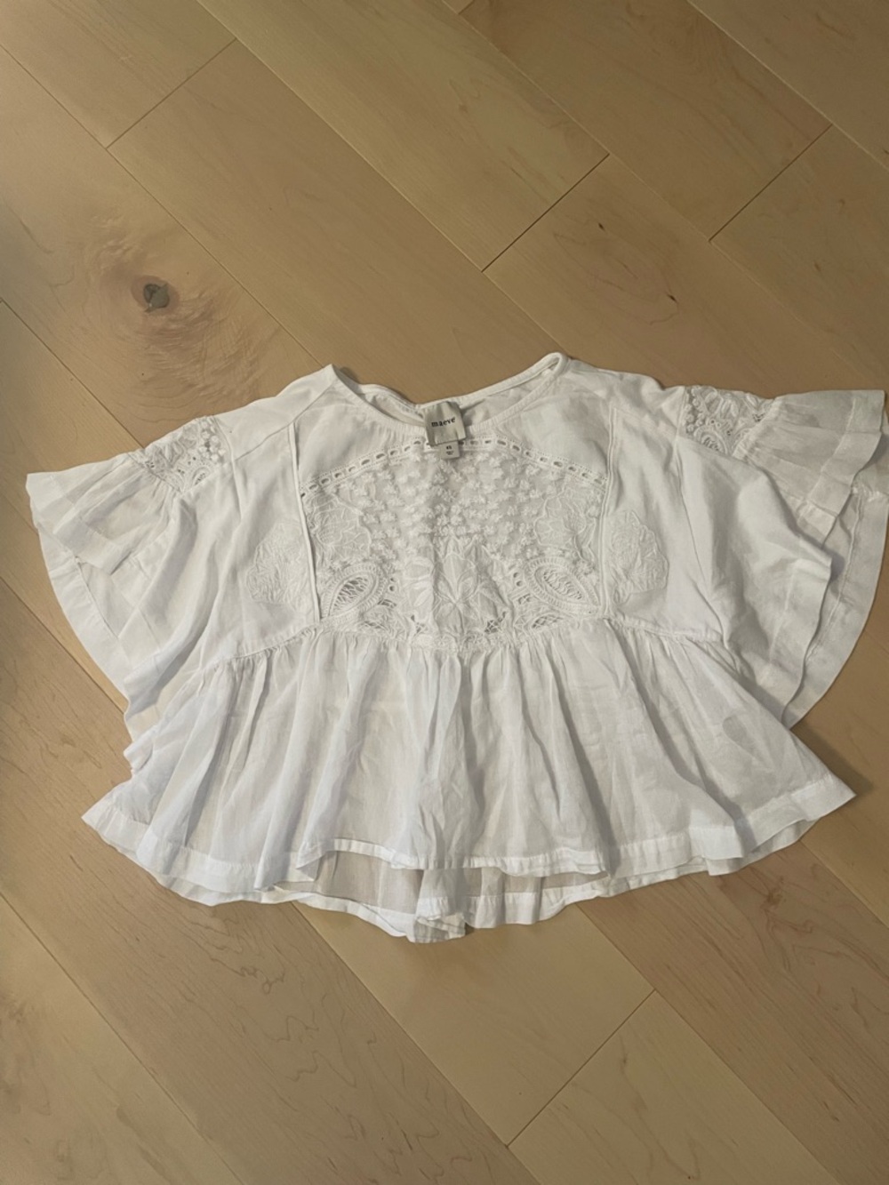 Anthropologie White Lace Top XS